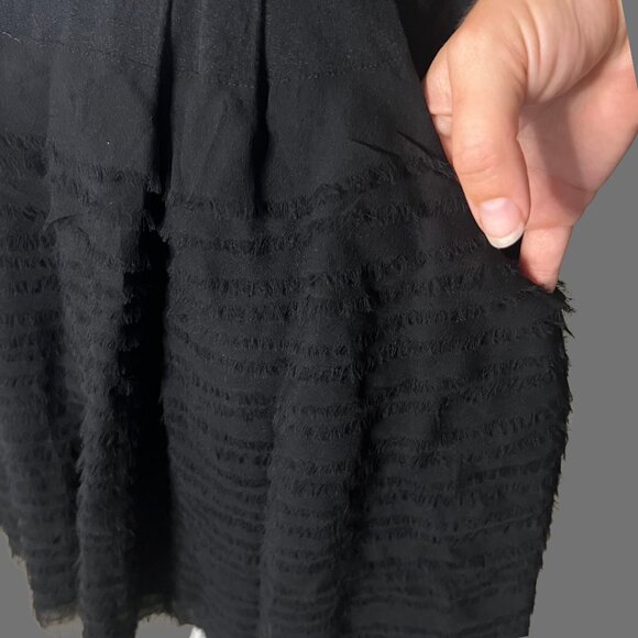 DVF Black Silk Textured Ruffle Mini Skirt – Size 4 - Picture 2 of 7